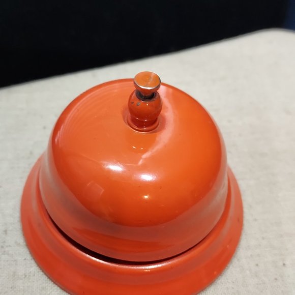 Vintage 1960s or 70s Orange Metal Hotel/Desk Front Counter Bell - Picture 4 of 5